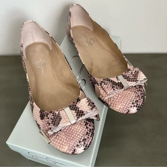 Jessica Simpson Marieta Ballet Flat Snake Print Bow Flat Women’s Size 10 M - Picture 10 of 17